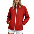 thumbnail image 2 of purcolt Women's Windbreaker Jackets Full Zip Long Sleeve Stand Collar Jackets Casual Lightweight Outdoor Travel Hiking Coats with Pockets, 2 of 7