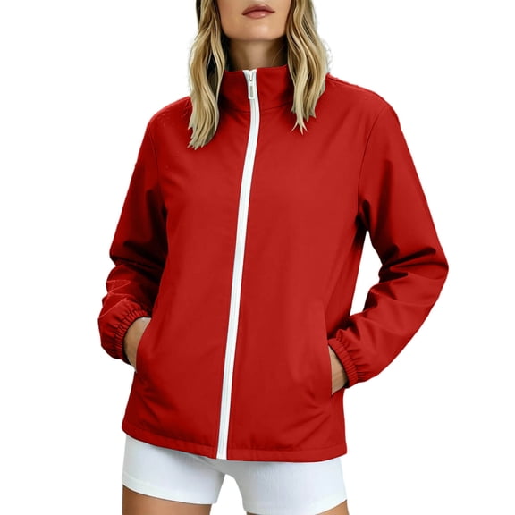 Guluxicc Women's Athletic Jackets with Pockets Full Zipper Running Performance Long Sleeve Windbreaker Jackets for Everyday Gym Workout Wear Fall Winter Casual Outfits
