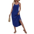 thumbnail image 3 of Women'S Summer Casual Sleeveless U Neck Dress Beach Cover Up Long Maxi Dresses with Pocket Blue S, 3 of 10