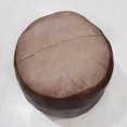 thumbnail image 3 of Round Shaped Goat Leather Handmade Eco-Friendly Brown Pouf - Round Shape Pouf, 14" x 14"x 14", Plain Solid Pouf, Goat Leather Pouf, Recycled Cotton Fill Stuffed Pouf, Leather Seating Pouf, 3 of 5