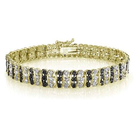 Black Diamond Gold Bracelets - DB Designs 1.00ct TDW Black or Blue Diamond S Tennis Bracelet Gold Yellow Black