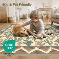 thumbnail image 4 of ODIKA 5'x7' Washable Area Rug Circle Door Southwestern Prickly Pear Stepped Border Doormat for Guest Room, Lounge, Apartment, Non-Slip Low Profile, Stain Resistant, 4 of 7