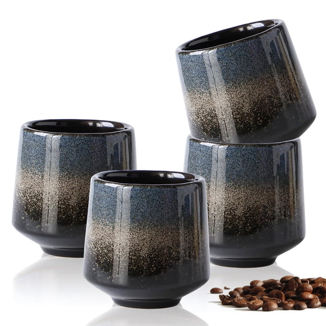 Ulable Tazas de café de cerámica, 220ml Juego de Tazas para, Kiln - Changed Glazed para Café Bonitas, Elegante Set de Regalo para Amantes del Café, Azul Gri