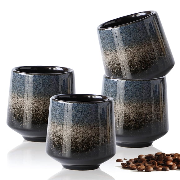 Ulable Tazas de café de cerámica, 220ml Juego de Tazas para, Kiln - Changed Glazed para Café Bonitas, Elegante Set de Regalo para Amantes del Café, Azul Gri