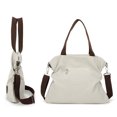 thumbnail image 4 of Bolsa de lona de gran capacidad, reutilizable, evita la deformación, bolsa de compras de tela de color blanco cremoso, 4 of 13