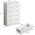 thumbnail image 2 of Fluted Dresser for Bedroom, 5 Drawers Dresser, 47" Tall Modern Chest of Drawers with Metal Handle, White Dressers for Bedroom, 2 of 14