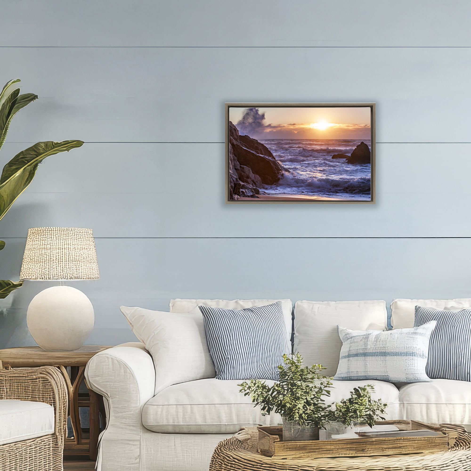 Stupell Industries Siren Song Rocky Shore Brown Framed Floater Canvas Wall Art, design by Shelley Carlisle