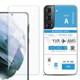 thumbnail image 1 of Slim-Fit TPU Fashion Phone Case for Samsung Galaxy S22 5G, with Tempered Glass Screen Protector, by OneToughShield ® - Boarding Pass, 1 of 4