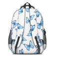 thumbnail image 3 of Butterfly and Watercolor Blue Pattern Backpack for School, Cute School Bag with Adjustable Shoulder Straps and Padded Back, 16.9"x12.6"x5.9", 3 of 5