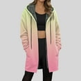 thumbnail image 2 of idosla Long Hoodies for Women Zip Up Gradient Color Fleece Jacket Tunic Sweatshirts Fall Winter Fashion Clothes 2025 (Light Yellow, XL), 2 of 5