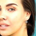 thumbnail image 5 of 1.79 Ct Round Cut Halo Drop Dangle Blue Moissanite 18K White Rose Solid Solid Gold Everyday Dainty Earrings Lever Back, 5 of 7