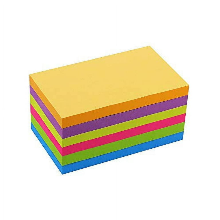 Simona Sticky Notes 3x5, 6 Color Bright Colorful Sticky Pad, 6 Pads/Pack, 100 Sheets/Pad, Self-Sticky Note Pads