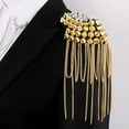 thumbnail image 2 of Delicate Men Women Classical Rivet Long Chain Punk Tassel Epaulette Shoulder Jewelry Brooch Clothing Accessories BLACK STYLE 3, 2 of 8
