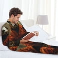 thumbnail image 6 of Naloa Jungle Meditating Panda Men’s Pajamas Set - Long Sleeve Button Down Sleep Shirt and Pajama Bottoms Sleepwear Set-XX-Large, 6 of 7