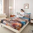 thumbnail image 3 of Manfei Cartoon Seashell Queen Sheets,Calm Sea Water Queen Sheet Sets,Brown,4-Piece,1 Flat Sheet, 1 Fitted Sheet and 2 Pillowcases, 3 of 7