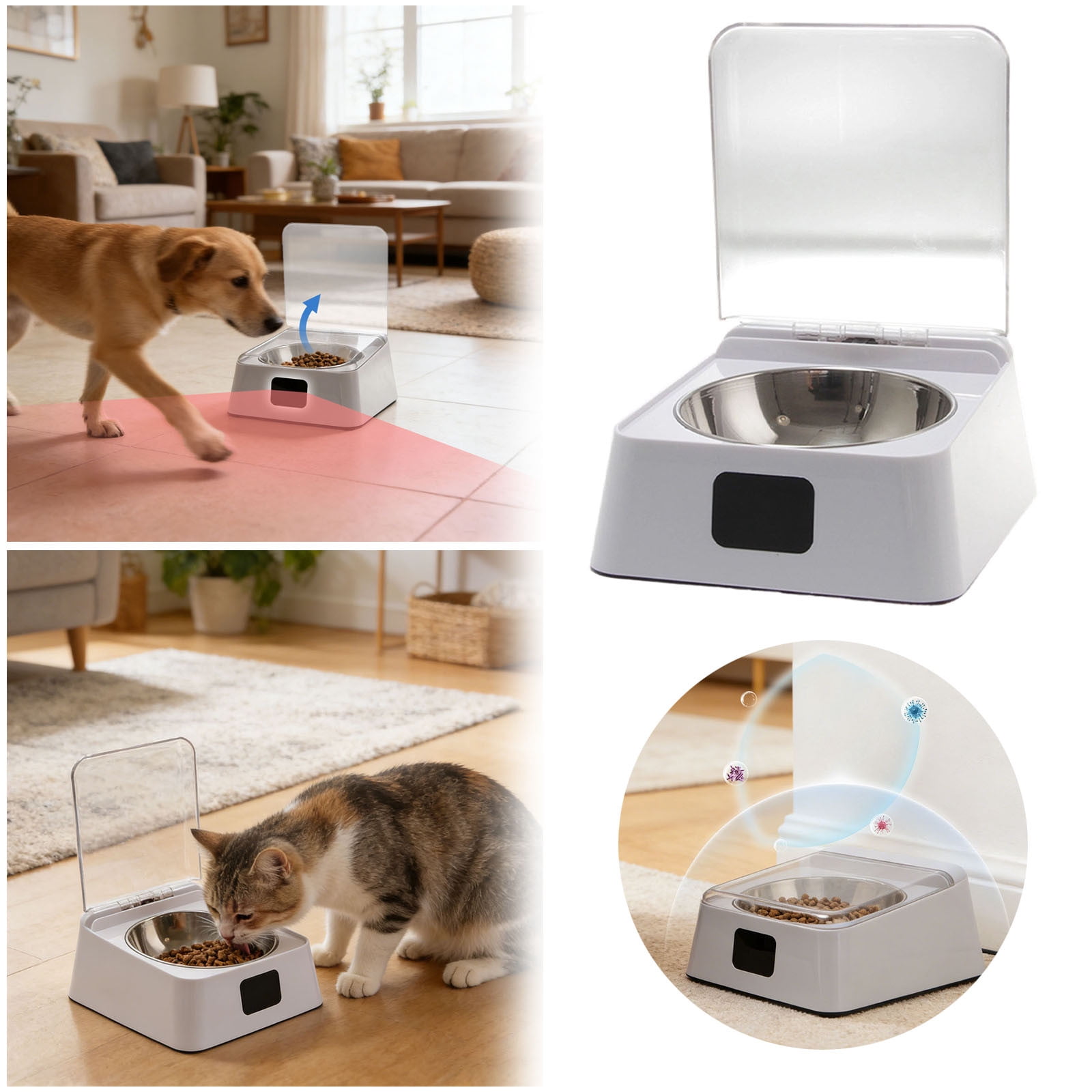 Intelligent Automatic Cat Food Dispenser with Infrared Sensor Detachable Bowl Automatic Lid Opening for Indoor Use by Supplies