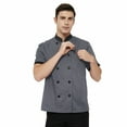 thumbnail image 4 of TOPTIE Veste de Chef à Manches Courtes Grise Légère à Boutons Uniforme de Chef, 4 of 9