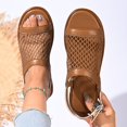 thumbnail image 4 of Xfvqtps Mesh Ballet Flats for Women Open Toe Adjustable Buckle Thick Sole Non Slip Leather Beach Summer Flat Sandals, 4 of 9