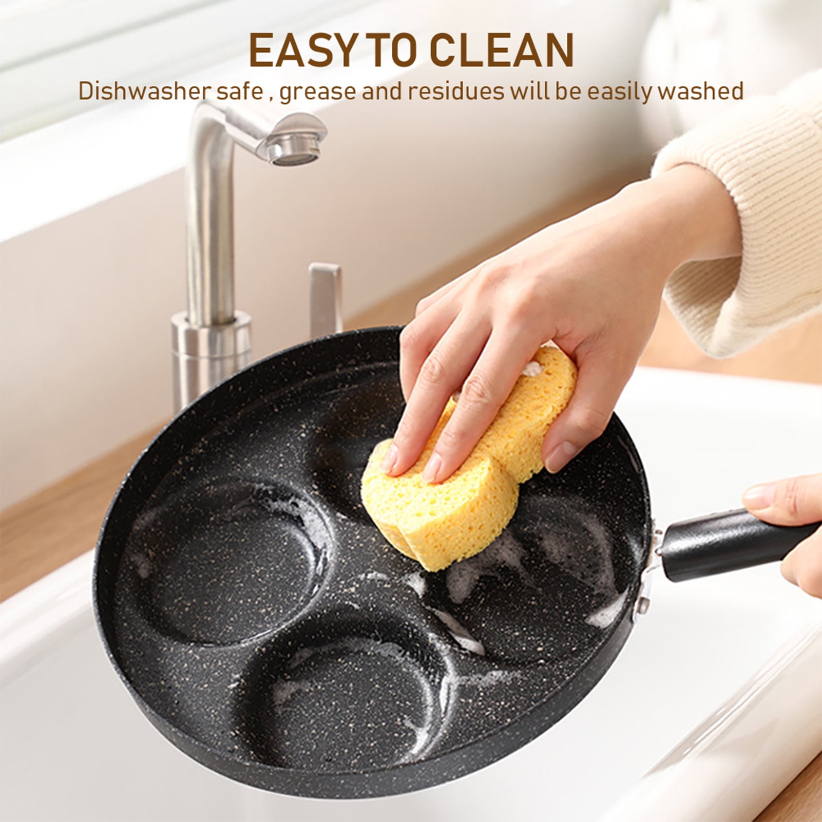 4-Cup Egg Frying Pan Non Stick Egg Cooker Pan 4-Cup Omelette Pan Round Burger Pancake Pan Aluminium Alloy Egg Pan Cookware for Gas Stove