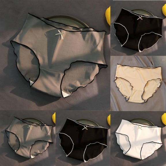 Bxsruta Teen Girls Seamless Cotton Briefs Mid Waist Breathable Underwear Soft Stretch Everyday Panties for Summer Daily Wear