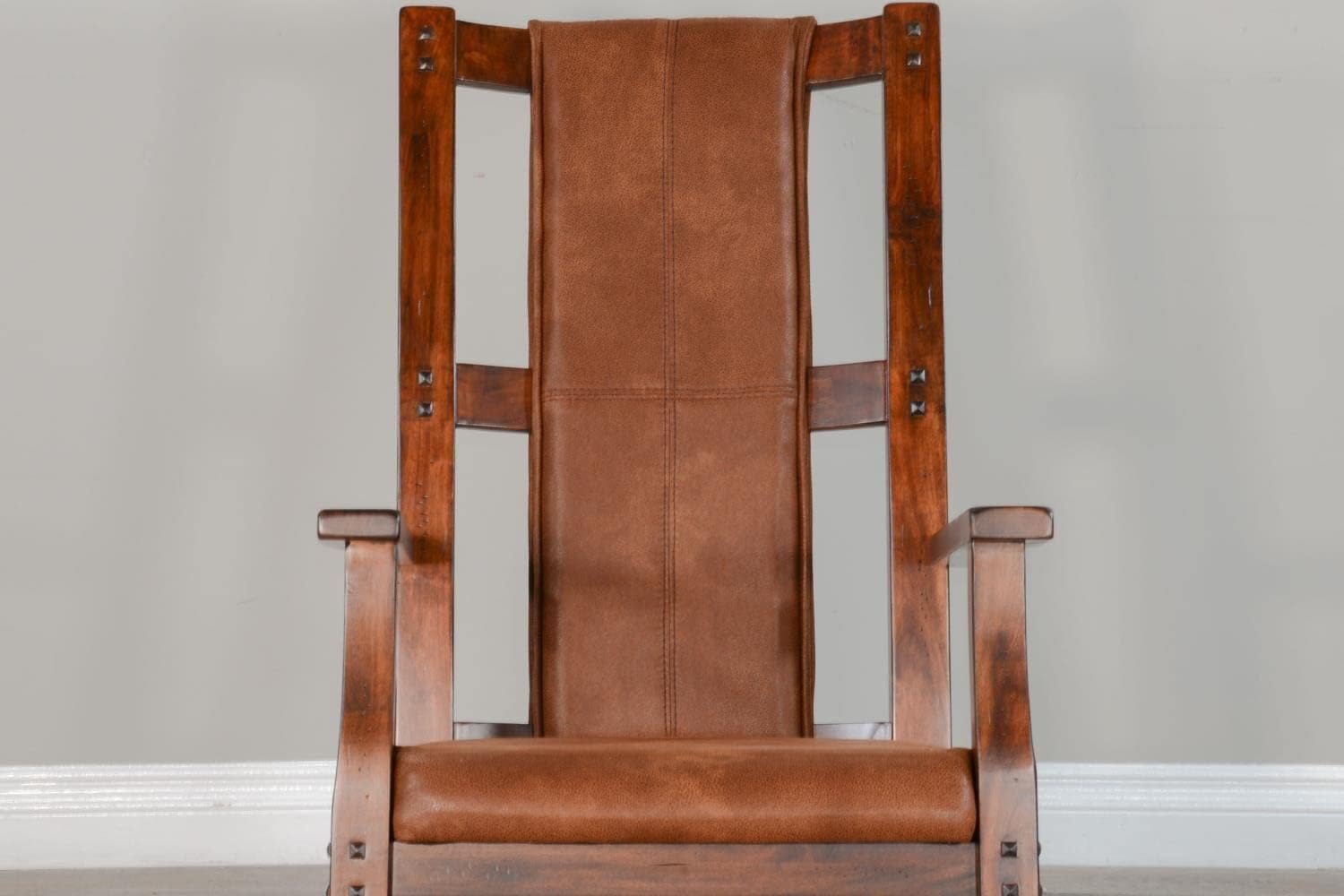 Pemberly Row Wood Indoor Rocking Chair - Chocolate with Cushion Seat & High Back