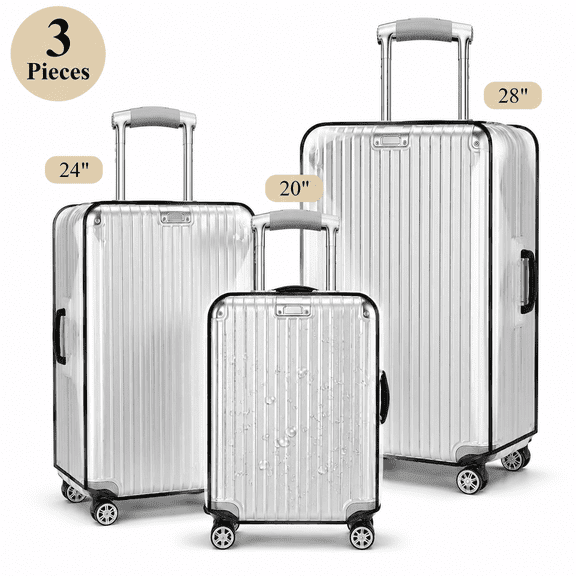 3 Pieces Luggage Cover Protector,20/24/28 inch Clear PVC Suitcase Covers for Luggage Waterproof Anti-Scratch Suitcase Covers Case Dustproof Luggage Sleeve Protector for Wheeled Suitcases