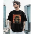 thumbnail image 2 of T-Shirts for Men, Cat Eating Noodles Crew Neck Cotton T-Shirt Men's Short Sleeve Orange, 2 of 8