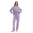 thumbnail image 4 of Apparonia Women's Pajama Sets Cotton Nightwear Long-Sleeve Button Front Shirt and Pant Sleepwear Notch Collar Pjs Lounge Sets Purple Polka Dots​ M, 4 of 7