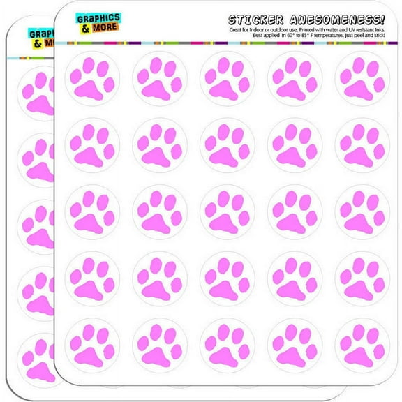 Paw Print Pink 50 1" Planner Calendar Scrapbooking Crafting Stickers
