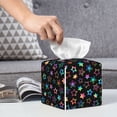 thumbnail image 6 of Lsque Multi-Colored Stars Printed Tissue Box Cover Holder, Facial Paper Organizer Dispenser,Square with Bottom Belt, PVC Leather Decorative Organizer, 6 of 8