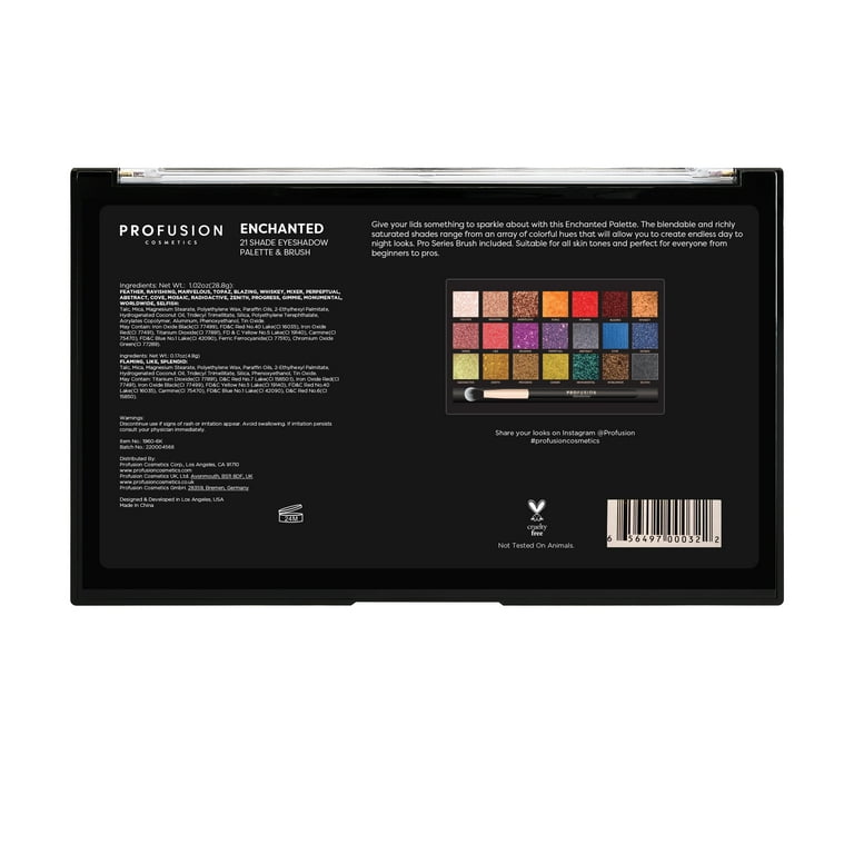 Profusion Cosmetics 21 Color Eyeshadow Palette, Multi Finish