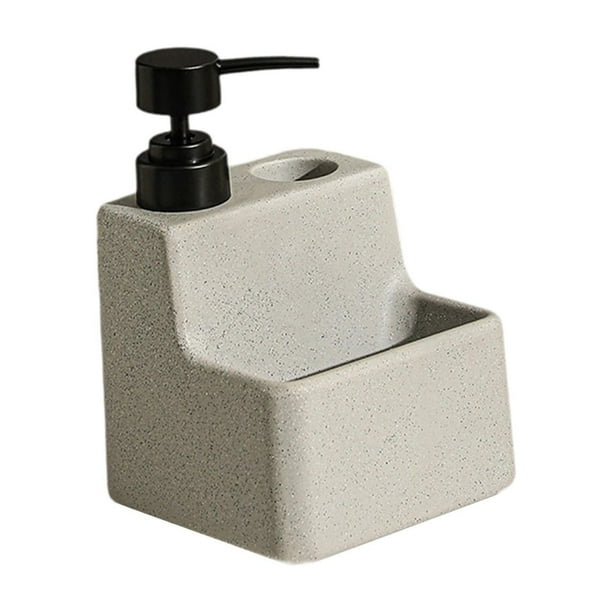 Dispensador de jabón con soporte para esponja, dispensador de jabón para platos recargable, cocina moderna Gris