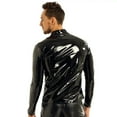 thumbnail image 5 of Men Sexy Leather Shirt, Plus Size S-7XL, Glossy PVC Leather, Full Zipper, Shiny Latex Long Sleeve Coat for Male, 5 of 7