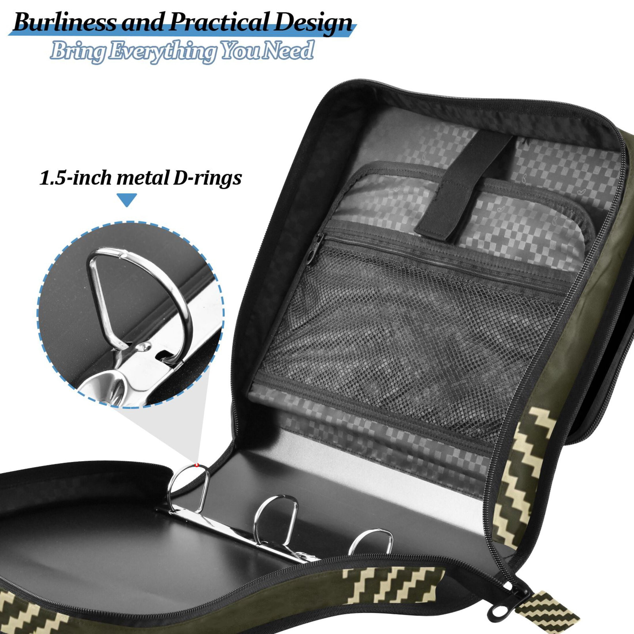 ALAZA Zipper Binder Retro Checkered-z2 3 Ring Trapper Keeper File Folder Organizer Bag
