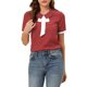 thumbnail image 1 of INSPIRAR CHIC Blusa de Manga Corta con Cuello de Solapa y Corbata de Contraste con Lunares Burgundy XS, 1 of 6