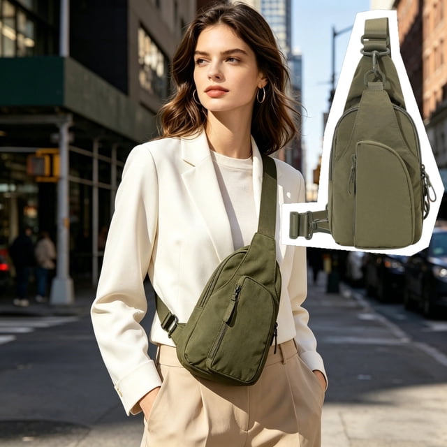 Bolsa bandolera multibolsillos resistente al agua para hombre y mujer, mochila cruzada ligera, para viajes al aire libre y uso diario, tela Oxford, 33x16x9cm
