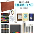 thumbnail image 3 of U.S. Art Supply 102-Piece Deluxe Art Creativity Set with Wooden Case - Artist Painting, Sketching and Drawing Set, 24 Watercolor Paint Colors, 17 Brushes, 24 Colored Pencils, Sketch & Painting Pads, 3 of 8