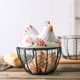 thumbnail image 4 of Kitchen Storage Metal Wire Egg Basket with Ceramic Farm Chicken Cover Fresh Egg Holder/Organizer Case/Container, 4 of 4