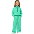 thumbnail image 4 of SGMVNU Girls 2 Piece Clothes Set Graphic Sweatshirt with Flare Leg Pants Fall Winter for Girl Cute Tracksuit Kids Outfits(Size 11-12 Years,es30_3-Mint Green), 4 of 4