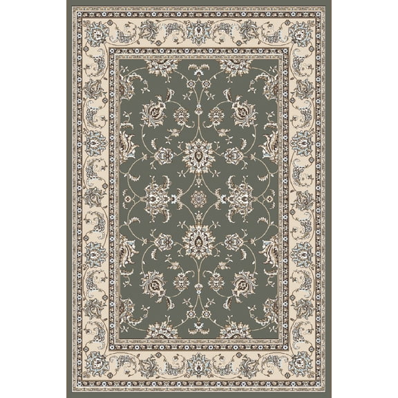 Vitaly Milfred Area Rug 1780 Light Green Bordered Vines 5' 3" x 7' 3" Rectangle
