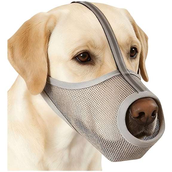 Soft Mesh Dog Mouth Cover for Snout, Extra Large Sized Air Mesh Dog Mouth Cover for Big Dogs, Prevent Biting Barking Chewing, Reflective Strip Allows Panting Drinking
