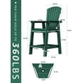 thumbnail image 6 of Wulful Tall Adirondack Chair Set w/ 2 Outdoor Barstools and Connecting Tray for Patio Umbrella, Green, 6 of 6