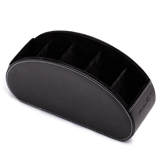 Soporte para control remoto Caja de almacenamiento con 5 compartimentos Organizador de escritorio Soporte para control remoto para controles remotos, suministros de oficina, pinceles de maquillaje (negro) ER