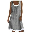thumbnail image 2 of Jienlioq Robe Femme Grande Taille Liquidation Mode Décontractée Imprimé Floral Ample Faux Deux-Pièces Robe en Jean, 2 of 6