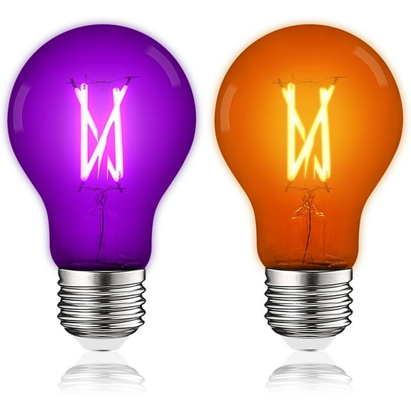 Luxrite A19 Halloween LED Purple and Orange Light Bulbs 4.5W=60W UL E26 Indoor Outdoor Holiday Lighting 1