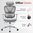 thumbnail image 3 of Ergonomic Office Chair, Computer Desk Chair Comfy with Adjustable Padded Headrest,Comfortable Lumbar Support &3D Armrest Gaming Chairs for Bedroom,Study,Student,Wide Seat,Grey, 3 of 7
