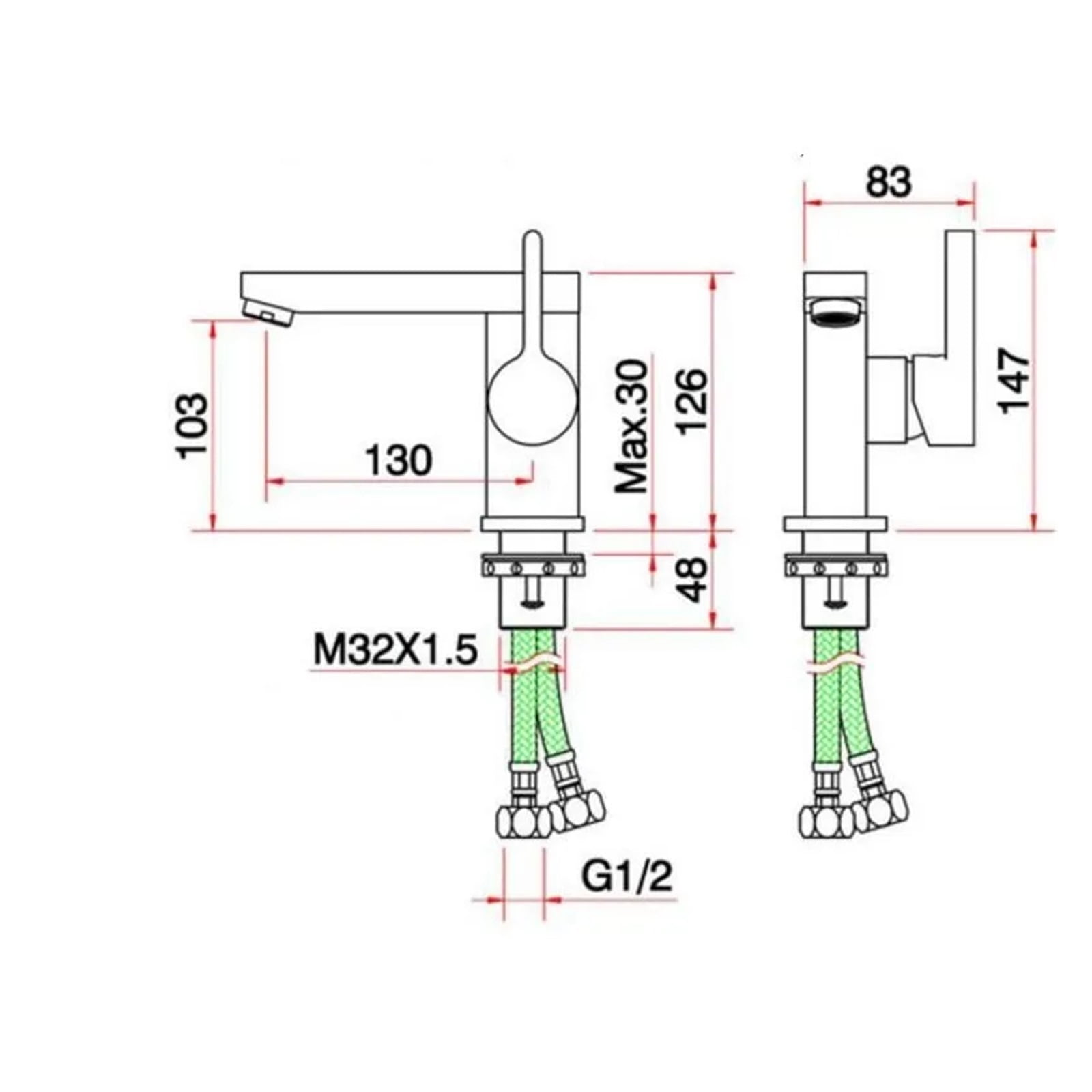 Chrome Brass Bathroom Single Lever, Hot And Cold Bathroom Basin Faucet Tap Mixer Lavatory Sink Faucet