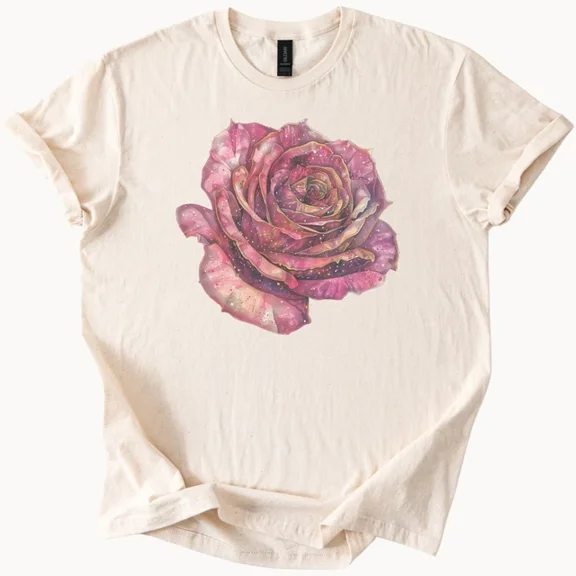 Hot Trending Rose Graphic Tee Watercolor Flower Shirt Design Preview Only