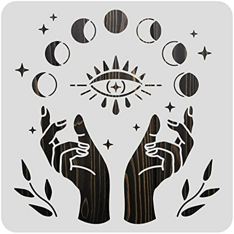 Plastic Cutouts Painting Template Hand Moon Phase Eye Pattern