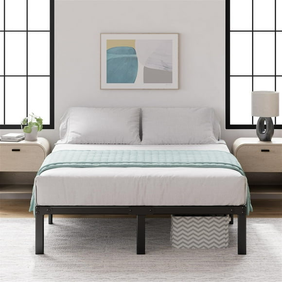 ZINUS Yelena - Cama de metal tamaño king de 35,5 cm, con listones de acero, sin somier, embalaje ecológico WonderBox, fácil montaje, color negro